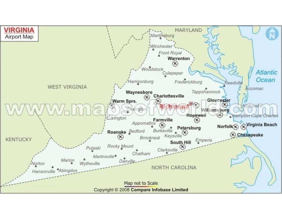 Buy Virginia Airports Map