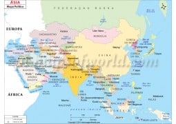 Asia Political Map in Portuguese - Digital File