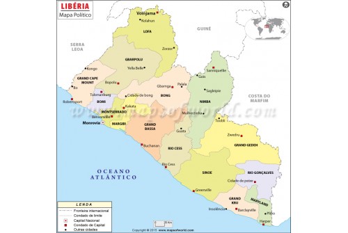 Liberia Map in Portuguese