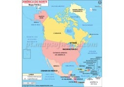 North America Political Map in Portuguese
