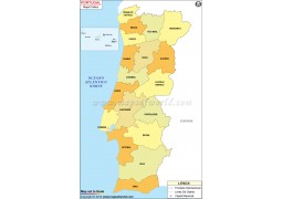 Portugal Map in Portuguese - Digital File