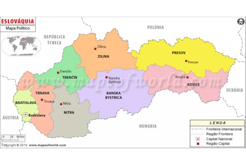 Slovakia Map In Portuguese