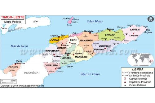 Timor Leste Map in Portuguese