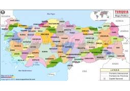 Turkey Map In Portuguese - Digital File