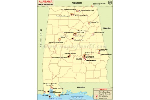Alabama Major Attraction Map