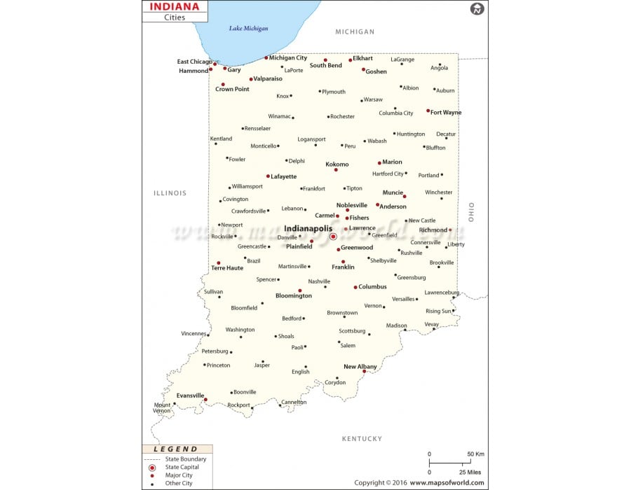 Buy Indiana Cities Map