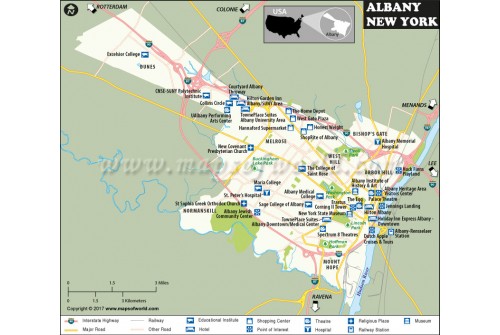 Albany City Map, New York