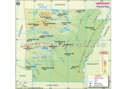 Physical Map of Arkansas - Digital File