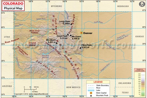 Physical Map of Colorado