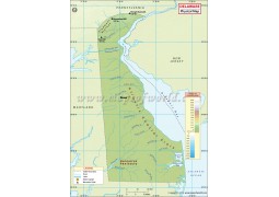 Physical Map of Delaware - Digital File