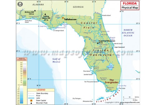 Physical Map of Florida