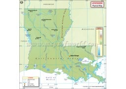 Physical Map of Louisiana - Digital File