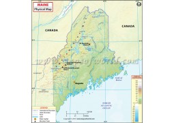 Physical Map of Maine - Digital File