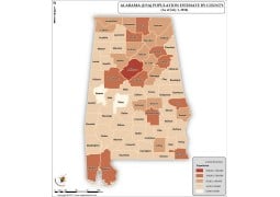 Alabama Population Estimate By County 2016 Map - Digital File