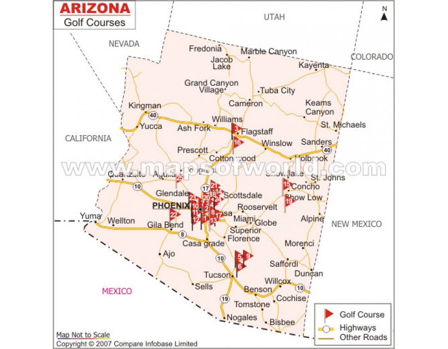 Buy Arizona Golf Courses Map