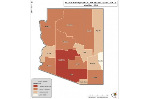Arizona Population Estimate By County 2016 Map