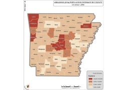 Arkansas Population Estimate By County 2016 Map - Digital File