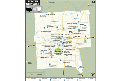 Auburn City Map, New York