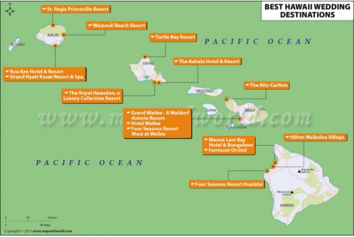 Map of Hawaii Wedding Destinations