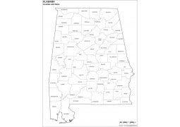 Black and White Alabama County Map - Digital File