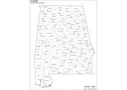 Black and White Alabama County Map with Seats - Digital File