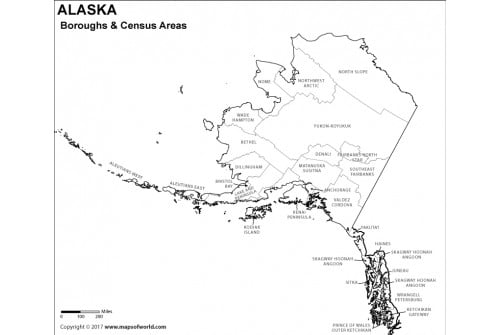 Black and White Alaska Borough Map