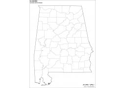 Blank Alabama County Map - Digital File