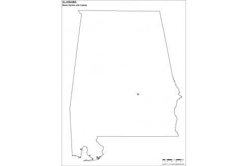 Blank map of Alabama with Capital