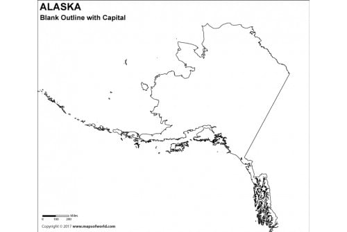 Blank Map of Alaska with Capital