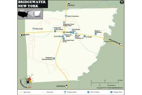 Bridgewater Village Map, New York