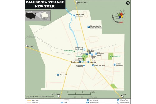 Caledonia Village Map, New York