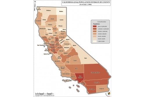 California Population Estimate By County 2016 Map