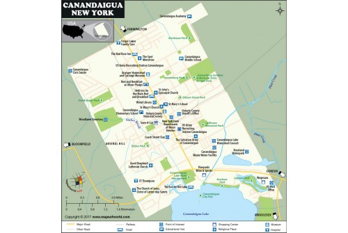 Canandaigua Map, New York
