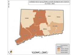 Connecticut Population Estimate By County 2016 Map - Digital File
