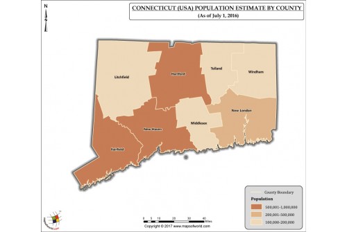 Connecticut Population Estimate By County 2016 Map