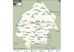 Downey City Map, California - Digital File