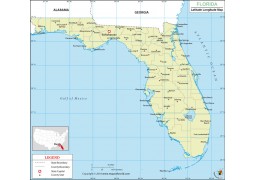 Florida Latitude and Longitude Map - Digital File