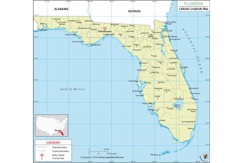 Florida Latitude and Longitude Map