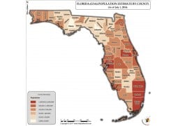 Florida Population Estimate By County 2016 Map - Digital File