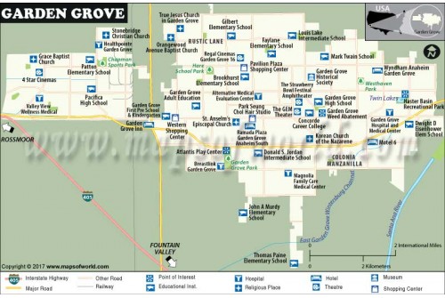 Garden Grove City Map, California
