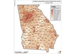 Georgia Population Estimate By County 2016 Map - Digital File