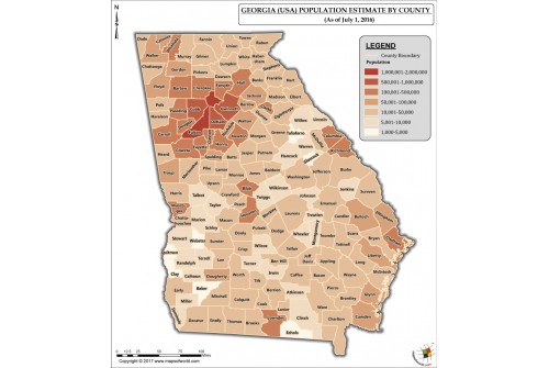 Georgia Population Estimate By County 2016 Map