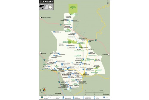 Glendale City Map, California