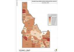 Idaho Population Estimate By County 2016 Map - Digital File