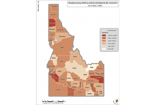 Idaho Population Estimate By County 2016 Map