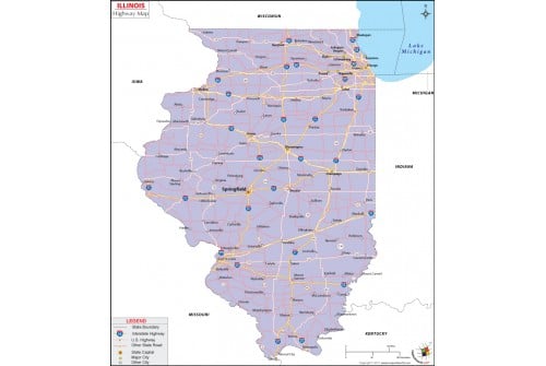 Digital Road Map of Illinois