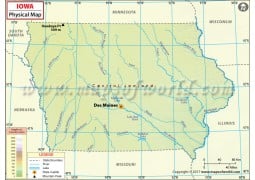 Physical Map of Iowa - Digital File