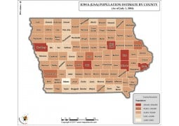 Iowa Population Estimate By County 2016 Map - Digital File