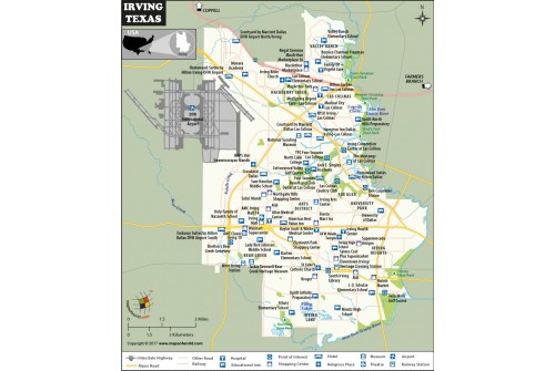 Irving Map, Texas