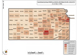Kansas Population Estimate By County 2016 Map - Digital File